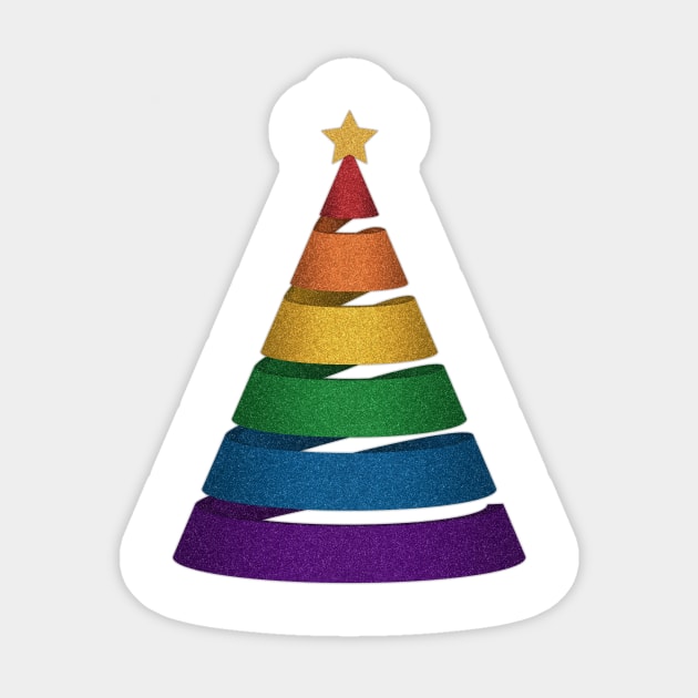 Large Spiral LGBTQ Pride Rainbow Christmas Tree Vector Sticker by LiveLoudGraphics